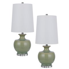 100W Kawela ceramic table lamp with crystal base. Sold in pairs