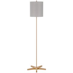 100W metal floor lamp with wooden base