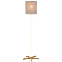 100W metal floor lamp with wooden base