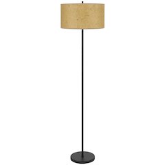100 Watt Octavia Black Metal Pole Lamp with Kraft Shade