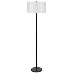 100 Watt Octavia Black Metal Pole Lamp with White Drum String Pattern Shade