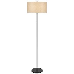 100 Watt Octavia Black Metal Pole Lamp with White Drum String Pattern Shade