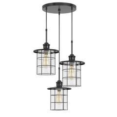 60W x 3 Silverton metal/glass pendant fixture (Edison bulbs included)