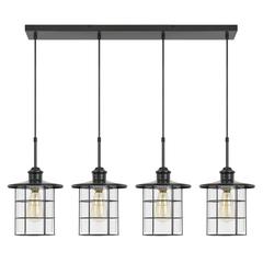60W x 4 Silverton metal/glass pendant fixture (Edison bulbs included)