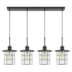 60W x 4 Silverton metal/glass pendant fixture (Edison bulbs included)