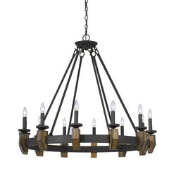 60W X 12 Cruz Metal/Wood Chandelier