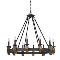 60W X 12 Cruz Metal/Wood Chandelier