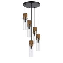 60W X 5 Spheroid Glass Pendant