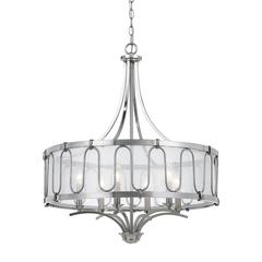 60W X 6 Vincenzametal  Chandelier With Trasparent Fabric Shade