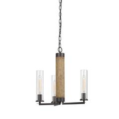 60W X 3 Silverton Metal/Wood 3 Light Chandelier