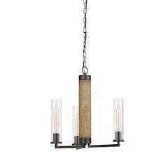 60W X 3 Silverton Metal/Wood 3 Light Chandelier