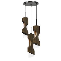 60W X 3 Zamora 3 Light Wood Pendant