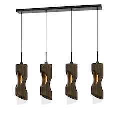 60W X 4 Zamora 4 Light Wood Island Style Fixture (Edison Bulbs Not Included)