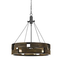 60W X 6 Bradford Metal And Wood Chandelier (Edison Bulbs Not Included)