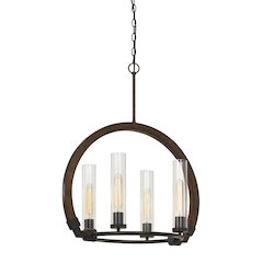60W X 4 Sulmona Wood/Metal Chandelier
