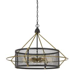 60W X 6 Caserta Metal Chandelier With Mesh Shade (Edison Bulbs Not Included)