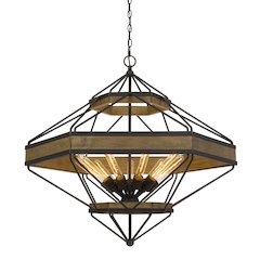 Alicante 60W X 9 Pine Wood/Metal Chandelier  (Edison Bulbs Not Included)