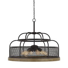Akaki 60W X 6 Metal/Pine Wood Chandelier  (Edison Bulbs Not Included)