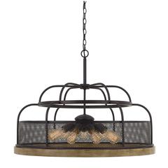 Akaki 60W X 9 Metal/Pine Wood Chandelier  (Edison Bulbs Not Included)