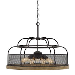 Akaki 60W X 9 Metal/Pine Wood Chandelier  (Edison Bulbs Not Included)