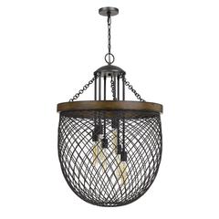 Marion Metal/Wood Mesh Shade Chandelier (Edison Bulbs Not Included)