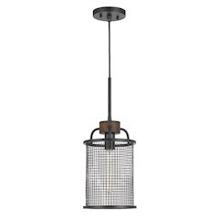 Aberdeen Mesh Metal/Wood Pendant Light (Edison Bulb Not Included)