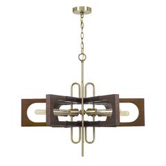 60W X 6 Sneek Metal/Wood Chandelier (Edison Bulbs Are Not Included)