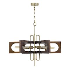 60W X 6 Sneek Metal/Wood Chandelier (Edison Bulbs Are Not Included)
