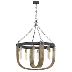 60W X 8 Apulia Metal/Wood Chandelier (Edison Bulbs Are Not Included)