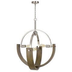 60W X 4 Rauma Metal/Wood Chandelier (Edison Bulbs Are Not Included)