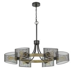 60W X 6 Dronten Metal/Wood Chandelier