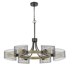 60W X 6 Dronten Metal/Wood Chandelier