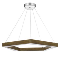 Metz dimmable Integrated LED polygon pine wood pendant fixture