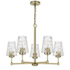 60W x 5 Crestwood metal chandelier with textured glass shades