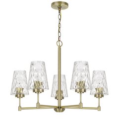 60W x 5 Crestwood metal chandelier with textured glass shades