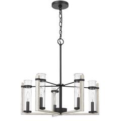 60Wx  5 Olivette metal chandelier with glass shade