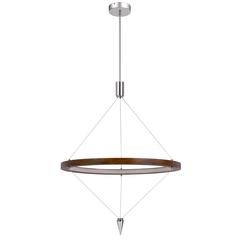 Viterbo integrated dimmable LED pine wood pendant fixture
