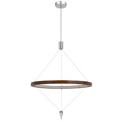 Viterbo integrated dimmable LED pine wood pendant fixture