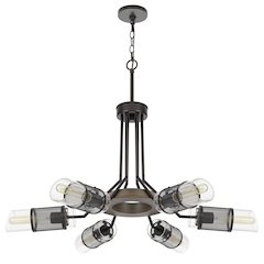 60W x 6 Savona pine wood/metal chandelier