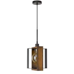 60W Agrigento pine wood/metal mini pendant fixture (Edison bulb INCLUDED)