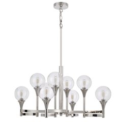 15W X 8 Milbank Metal Chandelier And Clear Round Glass Shades