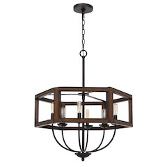 60W X 6 Renton Hexagon Rubber Wood / Metal Chandelier