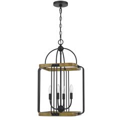 Ripon Metal Chandelier With Wood Finish
