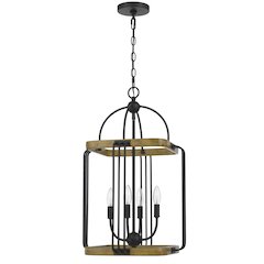Ripon Metal Chandelier With Wood Finish