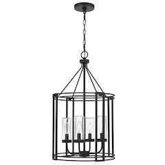 Luton Cage Metal Chandelier With Glass Shades