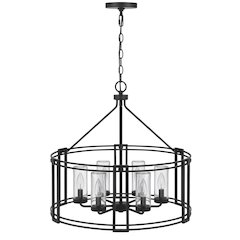 Luton Cage Metal Chandelier With Glass Shades