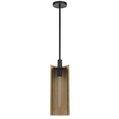 Wigan Robber Wood Drop Pendant With Mesh Shade