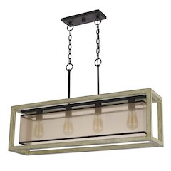 Palencia Rubber Wood Island Chandelier With Organza Shade