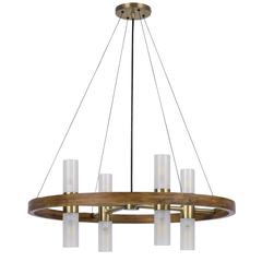 40W X 8 Hempstead Birch Wood Cylinder Chandelier