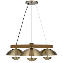 Lakeland 15W X 3 Intergrated Dimmable Led Metal / Birch Wood Pendant Light